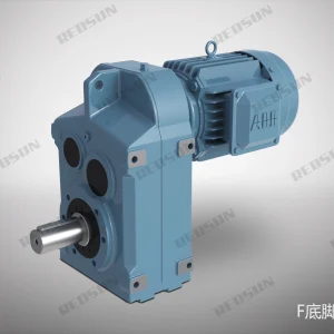 f series parallel shaft helical gear reducer, foot mounted with extended output shaft