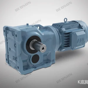 k series helical bevel gear reducer, foot mounted with extended output shaft